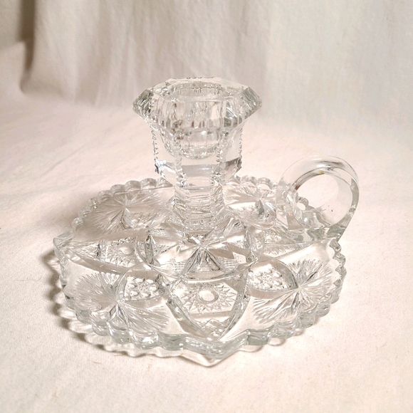 EAPG pressed glass chamber candlestick vintage 🌟